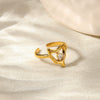Wholesale Stainless Steel Inlaid Imitation Pearl Geometric Ring Electroplated Jewelry
