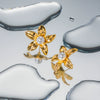 Wholesale Stainless Steel Inlaid Pearl Flower Earrings Jewelry With Electroplating And Ins Style