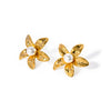 Wholesale Stainless Steel Inlaid Pearl Flower Earrings Jewelry With Electroplating And Ins Style