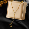 Wholesale Stainless Steel Inlaid Rhinestones Round Diamond Yshown Collarbone Necklace With Electroplating For Women