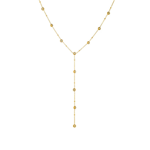 Wholesale Stainless Steel Inlaid Rhinestones Round Diamond Yshown Collarbone Necklace With Electroplating For Women