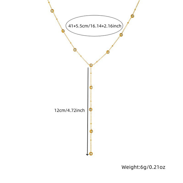 Wholesale Stainless Steel Inlaid Rhinestones Round Diamond Yshown Collarbone Necklace With Electroplating For Women
