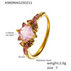 Wholesale Stainless Steel Inlaid Zircon Geometric Full Diamond Ring Side Opening Adjustable Tail Ring Electroplated Light Luxury Style Unisex
