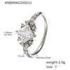Wholesale Stainless Steel Inlaid Zircon Geometric Full Diamond Ring Side Opening Adjustable Tail Ring Electroplated Light Luxury Style Unisex