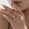 Wholesale Stainless Steel Inlaid Zircon Geometric Full Diamond Ring Side Opening Adjustable Tail Ring Electroplated Light Luxury Style Unisex