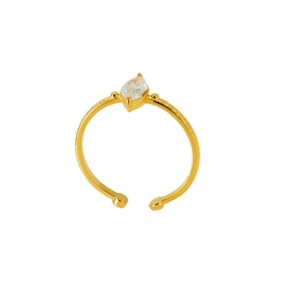 Wholesale 316L Stainless Steel Inlaid Zircon Geometric Horse Eye Ring For Women Electroplated Loose Mouth Light Luxury
