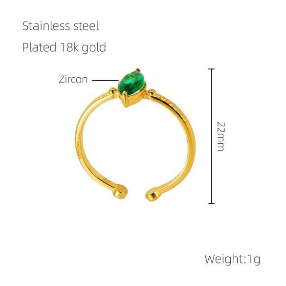 Wholesale 316L Stainless Steel Inlaid Zircon Geometric Horse Eye Ring For Women Electroplated Loose Mouth Light Luxury