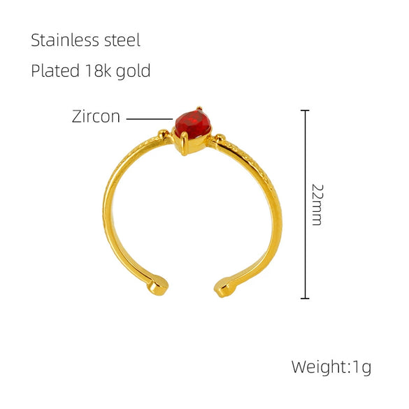 Wholesale 316L Stainless Steel Inlaid Zircon Geometric Horse Eye Ring For Women Electroplated Loose Mouth Light Luxury