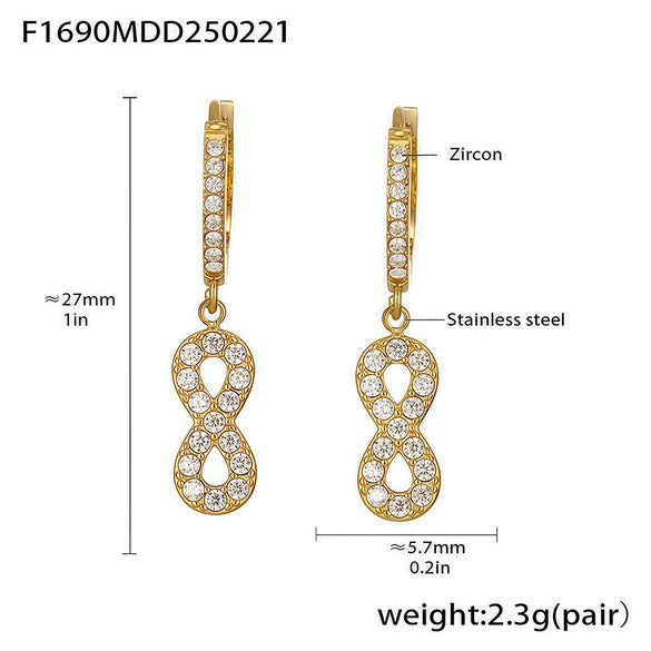 Wholesale Stainless Steel Inlaid Zircon Geometric Multielement Women's Earrings With 18K Gold Plated Finish