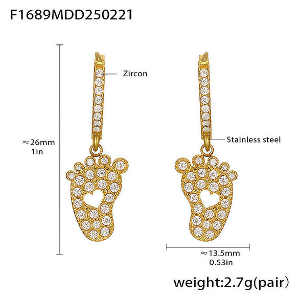 Wholesale Stainless Steel Inlaid Zircon Geometric Multielement Women's Earrings With 18K Gold Plated Finish