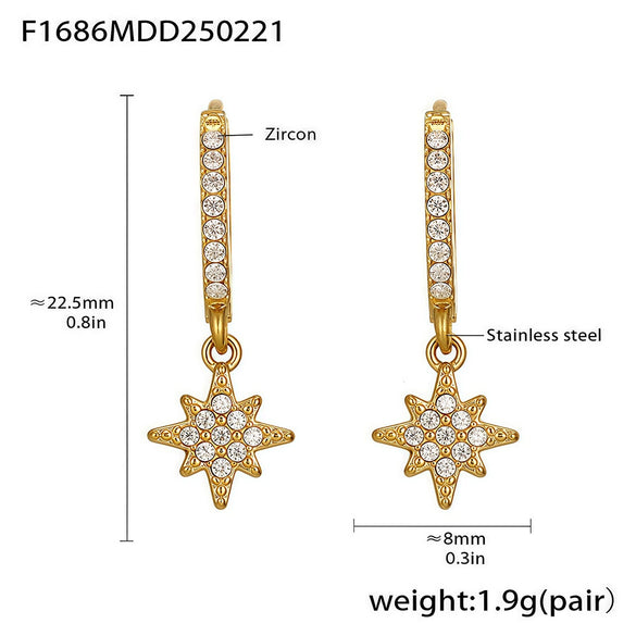 Wholesale Stainless Steel Inlaid Zircon Geometric Multielement Women's Earrings With 18K Gold Plated Finish