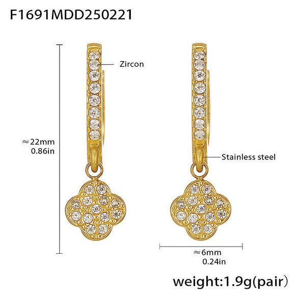 Wholesale Stainless Steel Inlaid Zircon Geometric Multielement Women's Earrings With 18K Gold Plated Finish