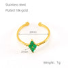 Wholesale Stainless Steel Inlaid Zircon Geometric Open Ring For Women Electroplated