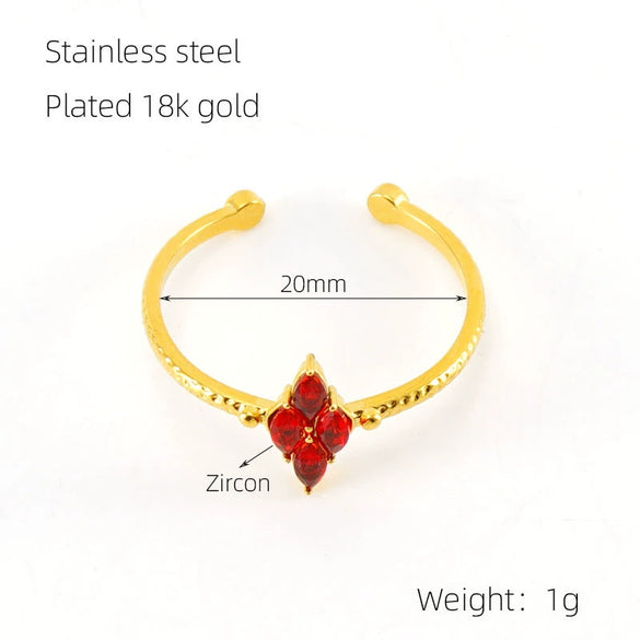 Wholesale Stainless Steel Inlaid Zircon Geometric Open Ring For Women Electroplated