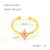 Wholesale Stainless Steel Inlaid Zircon Geometric Open Ring For Women Electroplated