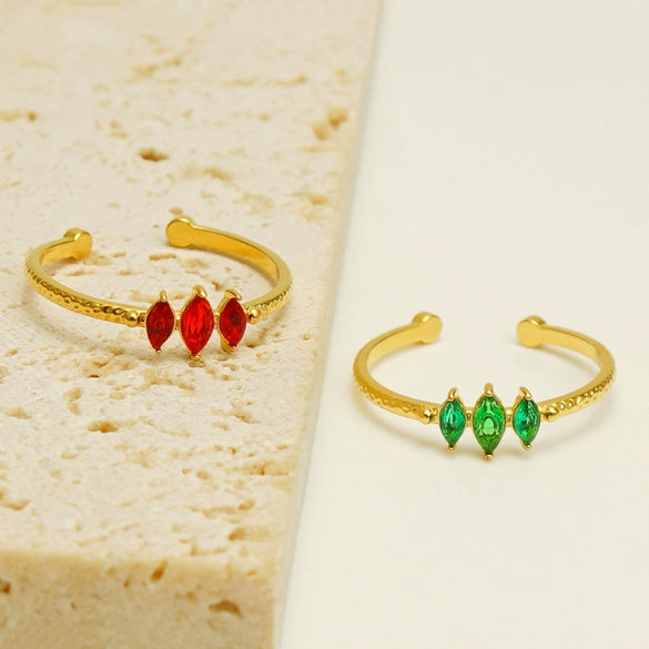 Wholesale 316L Stainless Steel Inlaid Zircon Geometric Ring For Women With Electroplating