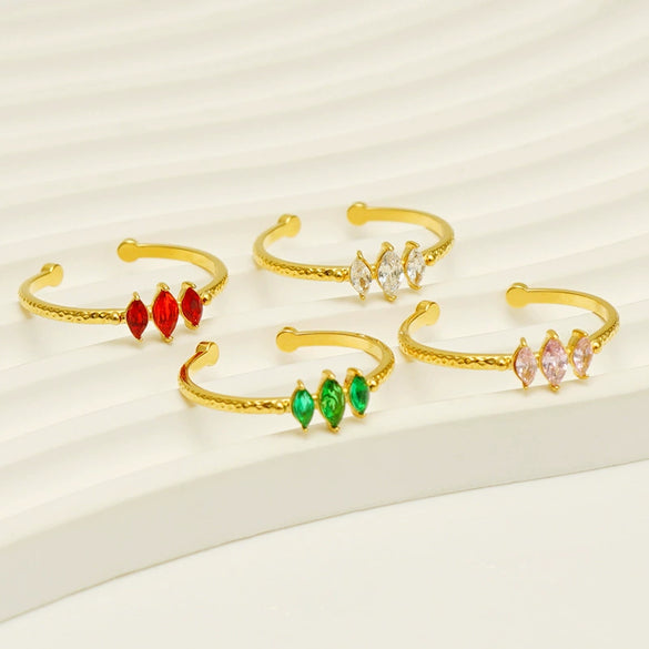 Wholesale 316L Stainless Steel Inlaid Zircon Geometric Ring For Women With Electroplating