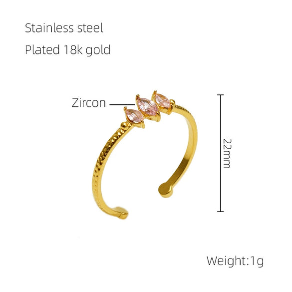 Wholesale 316L Stainless Steel Inlaid Zircon Geometric Ring For Women With Electroplating