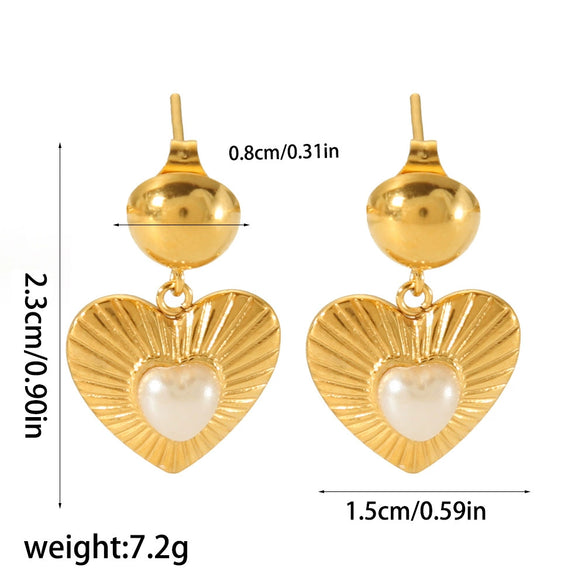 Wholesale Stainless Steel Inlaid Zircon Heart Shape Lovely Women's Earrings