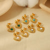 Wholesale Stainless Steel Inlaid Zircon Heart Shape Lovely Women's Earrings