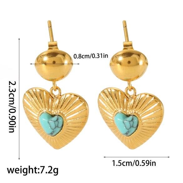 Wholesale Stainless Steel Inlaid Zircon Heart Shape Lovely Women's Earrings