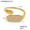 Wholesale Stainless Steel Inlaid Zircon Open Casting Ring With Geometric Design For Women Electroplated Treatment