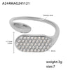 Wholesale Stainless Steel Inlaid Zircon Open Casting Ring With Geometric Design For Women Electroplated Treatment