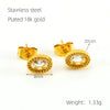 Wholesale 316L Stainless Steel Inlaid Zircon Oval Women's Geometric Electroplated Light Luxury Earrings