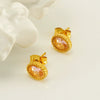Wholesale 316L Stainless Steel Inlaid Zircon Oval Women's Geometric Electroplated Light Luxury Earrings