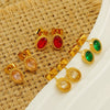 Wholesale 316L Stainless Steel Inlaid Zircon Oval Women's Geometric Electroplated Light Luxury Earrings