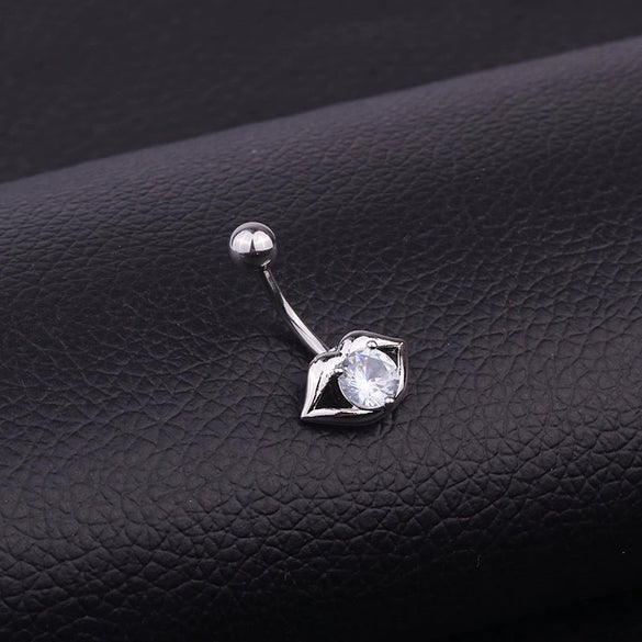 Wholesale Stainless Steel Inlaid Zircon Sexy Lips Belly Button Umbilical Ring For Women