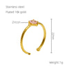 Wholesale Stainless Steel Inlaid Zircon Water Drop Geometric Open Mouth Women's Ring With Electroplating
