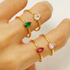 Wholesale Stainless Steel Inlaid Zircon Water Drop Geometric Open Mouth Women's Ring With Electroplating