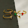 Wholesale Stainless Steel Inlaid Zircon Water Drop Geometric Open Mouth Women's Ring With Electroplating
