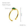 Wholesale Stainless Steel Inlaid Zircon Water Drop Geometric Open Mouth Women's Ring With Electroplating
