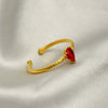 Wholesale Stainless Steel Inlaid Zircon Water Drop Geometric Open Mouth Women's Ring With Electroplating