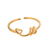 Wholesale Stainless Steel Ins Style Cut Out Heart Ring With Letters Electroplated