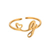 Wholesale Stainless Steel Ins Style Cut Out Heart Ring With Letters Electroplated