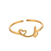 Wholesale Stainless Steel Ins Style Cut Out Heart Ring With Letters Electroplated