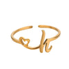 Wholesale Stainless Steel Ins Style Cut Out Heart Ring With Letters Electroplated