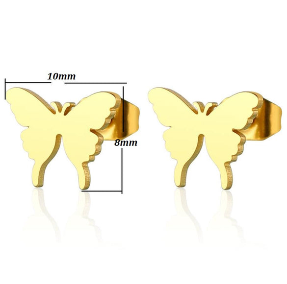 Wholesale Stainless Steel Insect Animal Butterfly Fashion Women's Earrings With Electroplating