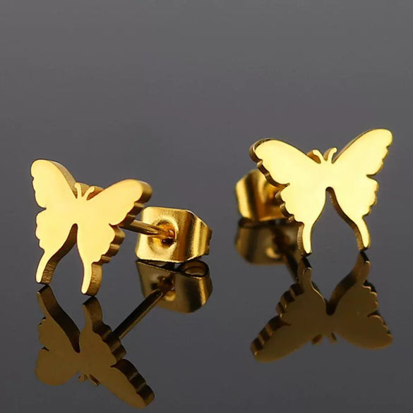 Wholesale Stainless Steel Insect Animal Butterfly Fashion Women's Earrings With Electroplating