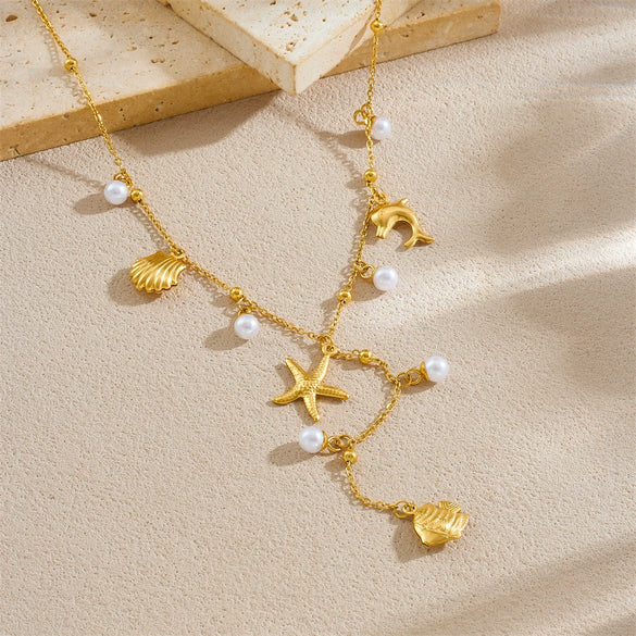 Wholesale Stainless Steel Insect Animal Fresh And Simple Style Yshaped Chain Necklace With Electroplating