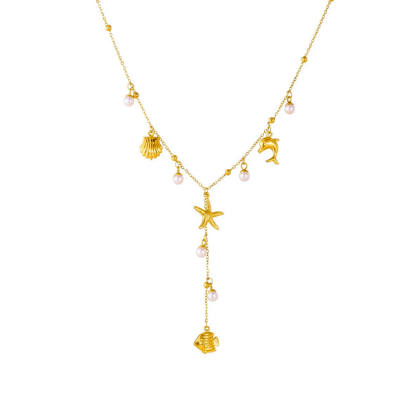 Wholesale Stainless Steel Insect Animal Fresh And Simple Style Yshaped Chain Necklace With Electroplating