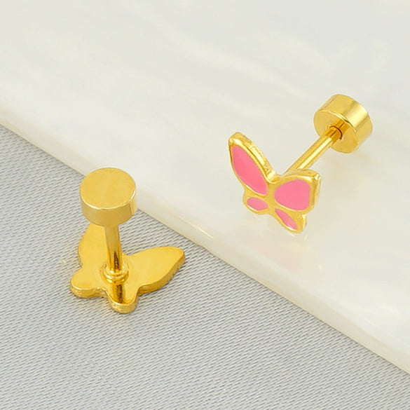 Wholesale Stainless Steel Insect Pattern Stud Earrings For Women With Electroplating Treatment Fashion Style