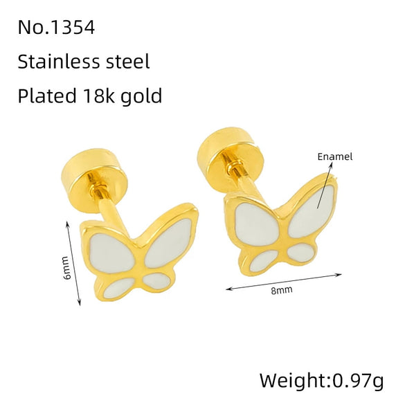 Wholesale Stainless Steel Insect Pattern Stud Earrings For Women With Electroplating Treatment Fashion Style