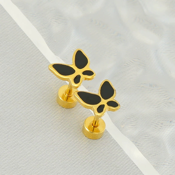 Wholesale Stainless Steel Insect Pattern Stud Earrings For Women With Electroplating Treatment Fashion Style
