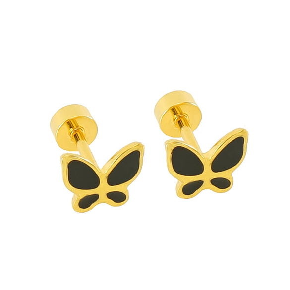 Wholesale Stainless Steel Insect Pattern Stud Earrings For Women With Electroplating Treatment Fashion Style