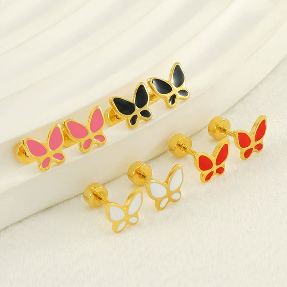 Wholesale Stainless Steel Insect Pattern Stud Earrings For Women With Electroplating Treatment Fashion Style