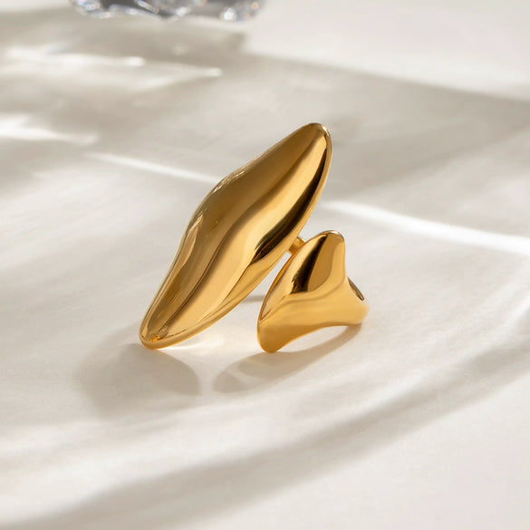 Wholesale Stainless Steel Irregular Adjustable Opening Ring With Geometric Design And Electroplating For Women